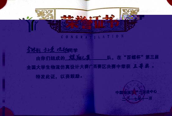 李瓊钊-百蝶杯物流大賽-三等獎